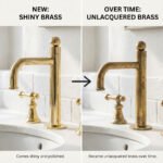 Unlacquered Brass Widespread Faucet – Tall Spout Bathroom Lever Tap - Image 3