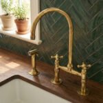 Traditional High-Arc Unlacquered Brass Bridge Kitchen Faucet - Image 2