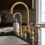 Victorian Unlacquered Brass Bridge Faucet With Side Sprayer - Image 2