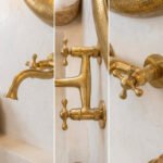 Unlacquered Brass Wall Faucet with Cross Handles – Handmade Tap - Image 4