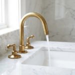 Unlacquered Brass 3 holes Faucet, Solid Brass Widespread Vanity Tap - Image 2