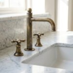 Unlacquered Brass Widespread Faucet – Classic Cross-Handle Bathroom Tap - Image 3