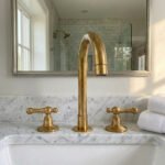 Patina Brass Widespread Bathroom Faucet with Cross Handles - Image 3