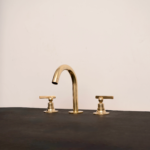 Vintage Unlacquered Brass Faucet – Gooseneck Deck Mount Basin Tap - Image 3