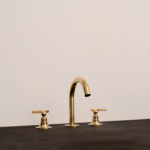 Vintage Unlacquered Brass Faucet – Gooseneck Deck Mount Basin Tap