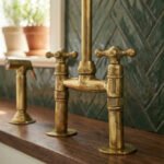 Traditional High-Arc Unlacquered Brass Bridge Kitchen Faucet - Image 5