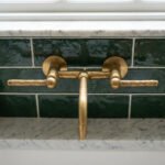 Unlacquered Brass Wall Faucet – Hammered Lever Handle Basin Mixer - Image 3