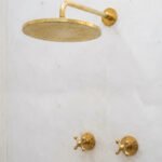Solid Unlacquered Brass Shower Set with Handles & Rough-In Valve