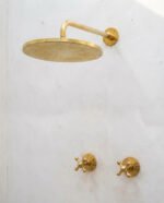 Solid Unlacquered Brass Shower Set with Handles & Rough-In Valve
