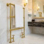 Unlacquered Brass Vertical Traditional Towel Rail Radiator