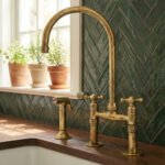 Traditional High-Arc Unlacquered Brass Bridge Kitchen Faucet - Image 6