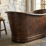 Vintage Hammered Copper Freestanding Bathtub – Rustic Farmhouse Soaking Tub - Image 3
