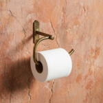 Antique Brass Toilet Paper Holder – Wall Mounted Vintage Bathroom Roll Hook - Image 3