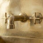 Unlacquered Brass Wall Sink – Hammered Bathroom Basin with Faucet - Image 4