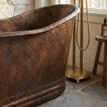 Vintage Hammered Copper Freestanding Bathtub – Rustic Farmhouse Soaking Tub - Image 4