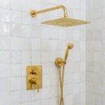 Luxury Unlacquered Brass Rain Shower System – Wall Mounted with Handheld Sprayer - Image 3