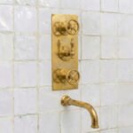 Heritage Unlacquered Brass Wall-Mount Shower System with Rain Head & Handheld - Image 2