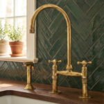 Traditional High-Arc Unlacquered Brass Bridge Kitchen Faucet - Image 7
