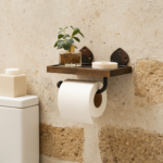 Handmade Aged Copper Toilet Paper Holder with Shelf – Rustic Wall Mounted Bathroom Hardware - Image 3