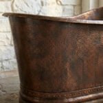 Vintage Hammered Copper Freestanding Bathtub – Rustic Farmhouse Soaking Tub - Image 5