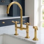 Luxury Unlacquered Brass Bridge Faucet Island Kitchen