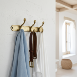 Hammered Solid Brass Wall Hooks – Handmade Unlacquered Coat Rack - Image 2
