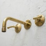 Unlacquered Brass 3-Hole Wall Mounted Bathroom Sink Faucet