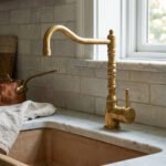 Solid Brass Deck Mount Bathroom Sink Faucet with Single Handle