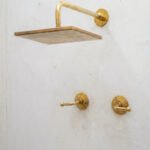 Unlacquered Brass Shower Set with Lever Handles & Rough-In Valve