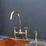 Unpainted Brass Kitchen Bridge Faucet - Image 6