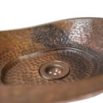 Aged Copper Vessel sink Bathroom, Hammered Oval Bathroom Sink - Image 2