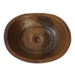 Aged Copper Vessel sink Bathroom, Hammered Oval Bathroom Sink - Image 3