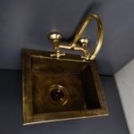 Antique Brass Undermount Single Kitchen Sink, Hammered Patina Brass Kitchen Sink - Image 4