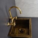 Antique Brass Undermount Single Kitchen Sink, Hammered Patina Brass Kitchen Sink