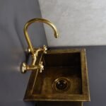 Antique Brass Undermount Single Kitchen Sink, Hammered Patina Brass Kitchen Sink - Image 5
