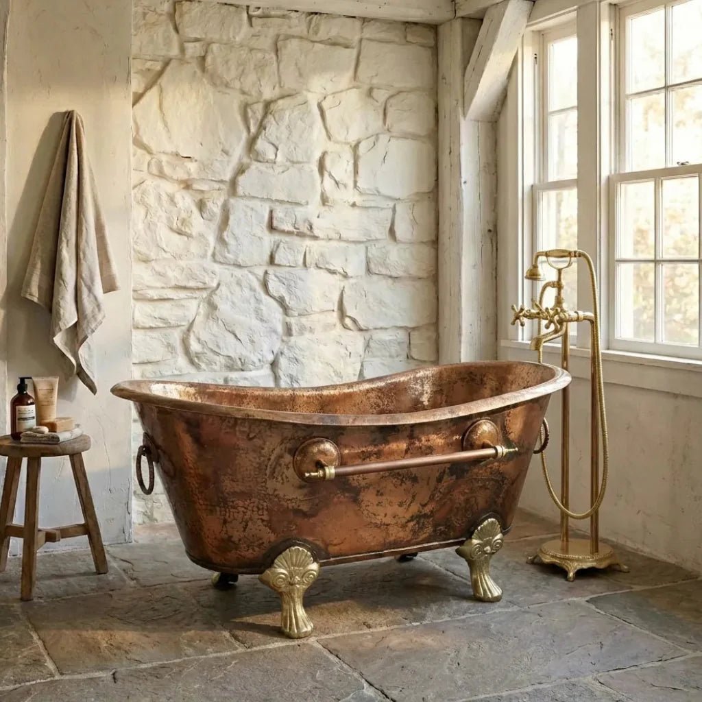 Antique_Copper_Clawfoot_Bathtub Antique Copper Clawfoot Bathtub – Freestanding Soaking Tub - Image 1