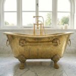 Vintage Solid Brass Clawfoot Bathtub – Handcrafted Antique Tub