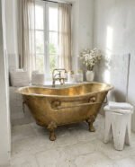 Vintage Solid Brass Clawfoot Bathtub – Handcrafted Antique Tub - Image 2