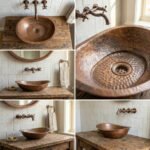 Hand-Hammered Copper Vessel Sink – Rustic Bathroom Washbasin - Image 4