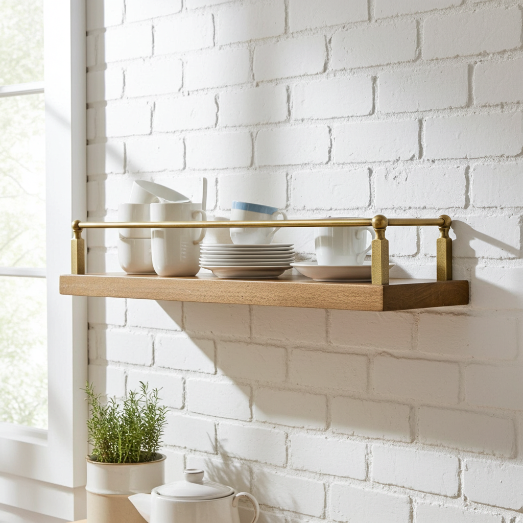 Artisanal_Brass_Gallery_Rail Artisanal Brass Gallery Rail – Unlacquered Solid Brass Shelf Guard - Image 1