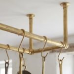 Solid Brass Ceiling Pot Rack – Handmade Hanging Kitchen Rail with Hooks - Image 3