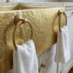 Hammered Brass Farmhouse Sink with Towel Rings – Handmade Apron-Front Kitchen Sink - Image 3