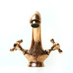Copper Faucet Bathroom Sink, Engraved Single Hole Copper Faucet - Image 4