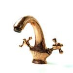Copper Faucet Bathroom Sink, Engraved Single Hole Copper Faucet