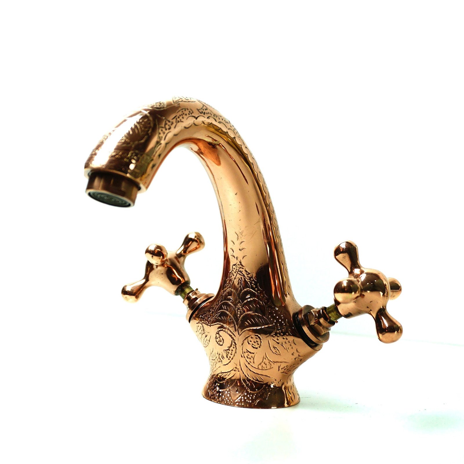 CopperFaucetBathroomSink_5 Copper Faucet Bathroom Sink, Engraved Single Hole Copper Faucet - Image 1