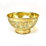 Engraved Brass Bathroom Vessel Sink, Round brass wash basin - Image 2