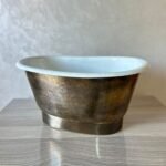 Freestanding Tub-Style Brass Vessel Sink- Hammered Single Bowl Sink - Image 3
