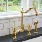 Unlacquered Brass Farmhouse Sink Faucet (V Faucet) – High-Arc Gooseneck Spout