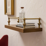 Hammered Brass Gallery Rail – Unlacquered Solid Brass Shelf Bar for Cabinets & Open Shelving