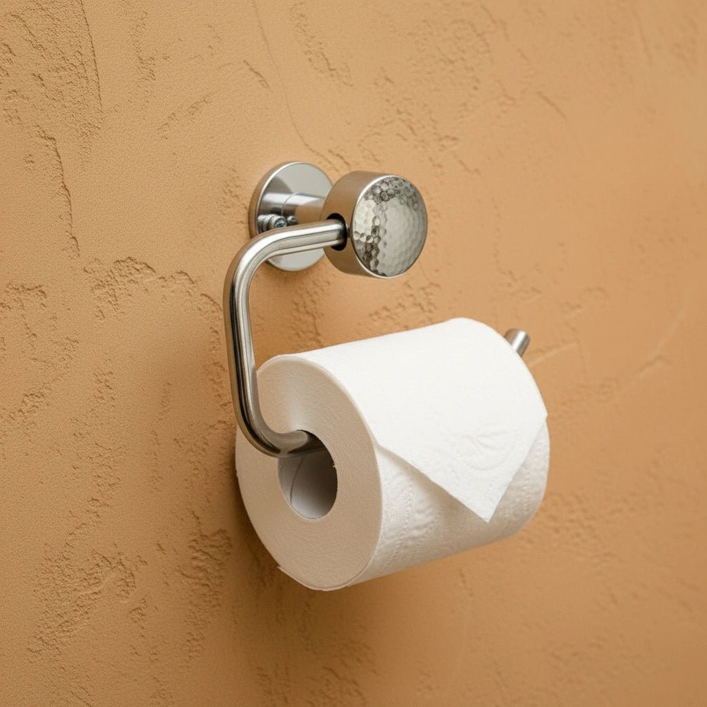 Hammered_Chrome_Toilet_Paper_Holder Hammered Chrome Toilet Paper Holder – Modern Wall Mounted Roll Holder - Image 1